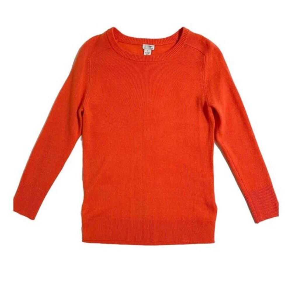 Halogen Cashmere Sweater Crew Neck Orange Lightweight Pullover Sz XS P New